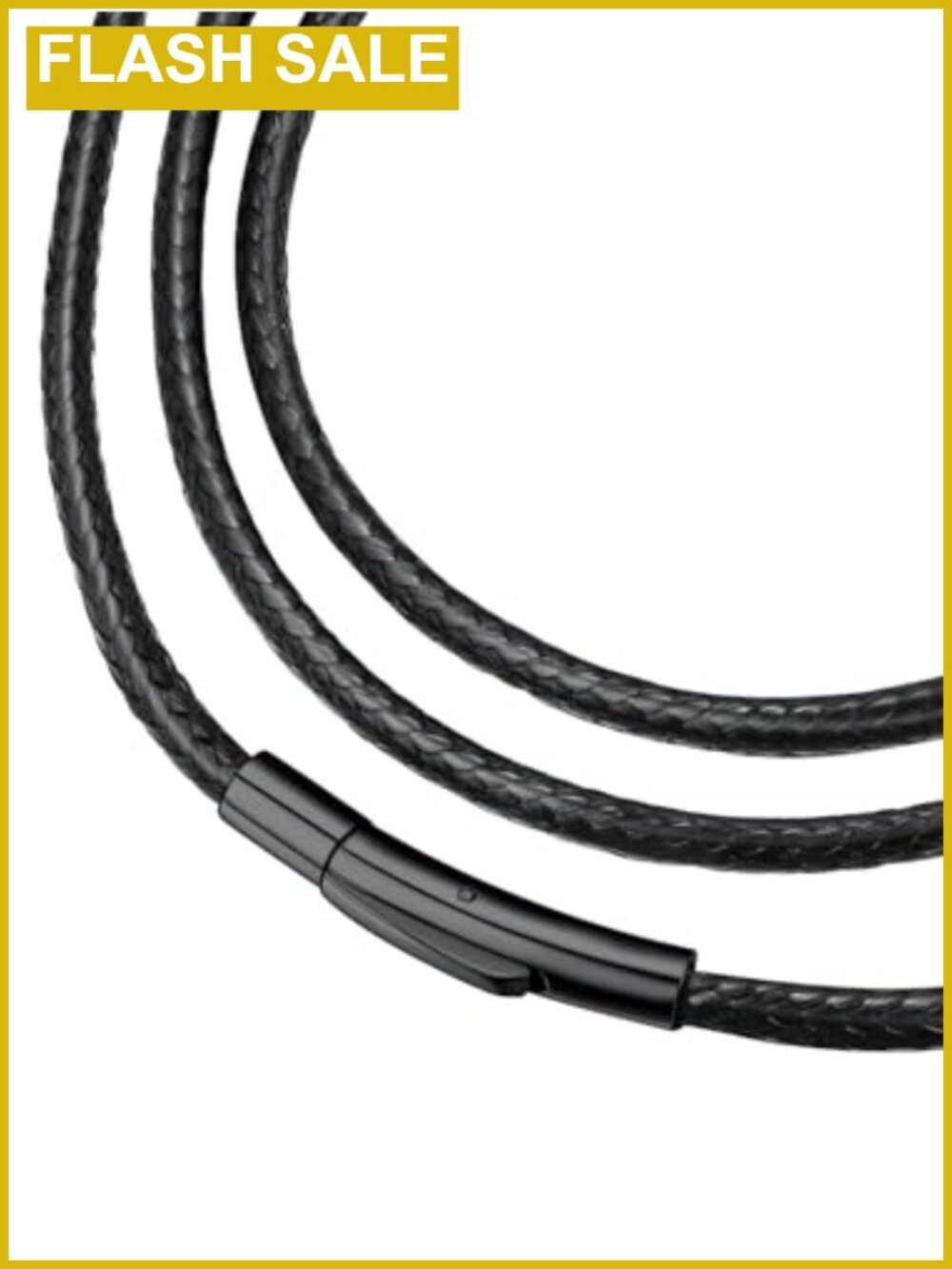 Men's 3MM Braided Leather Cord Necklace Stainless Steel Snap Clasp 22"